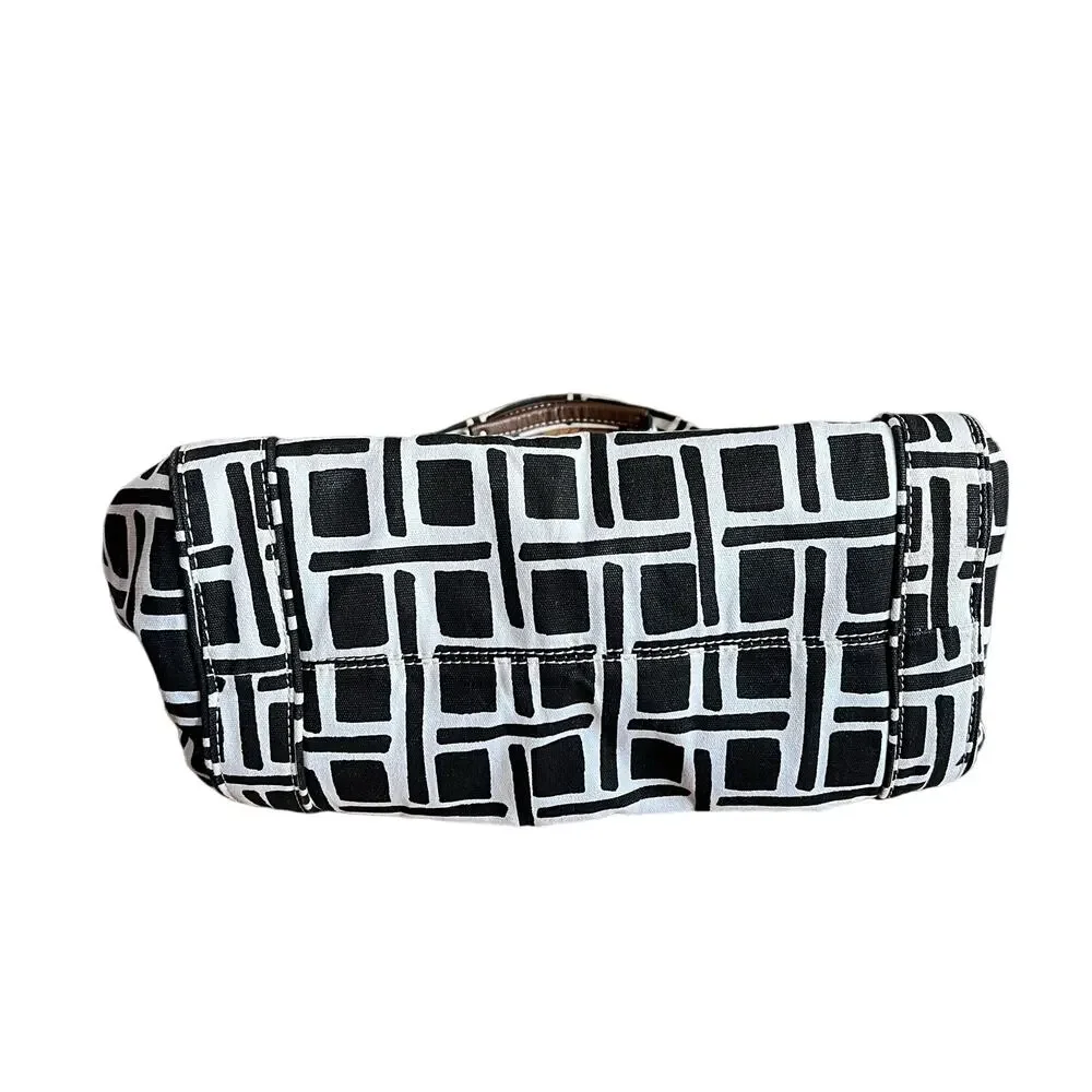 Merona Cotton Tote Bag Black and White Geometric Print